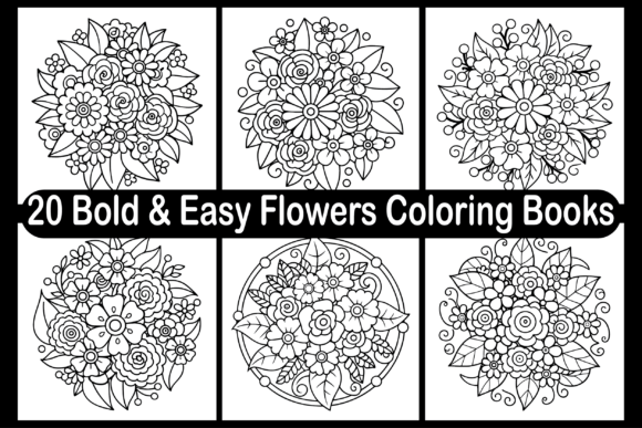 20 Bold Easy Flowers Coloring Books for Graphics and Blog Design