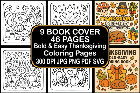A Bold Graphics Bundle for Thanksgiving Coloring Pages and Projects
