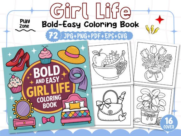 A Brand Designer's Review of Bold and Easy Girl Life Coloring Book Graphics