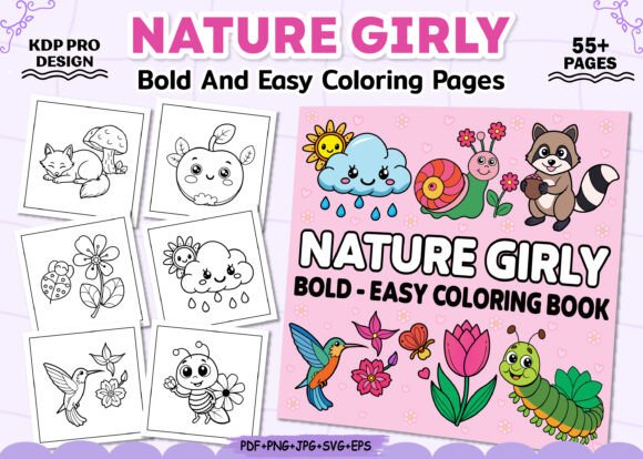 Bold and Easy Nature Girly Graphics for Branding & Coloring Pages