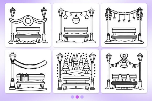 Bold and Easy Snowy Park Coloring Pages for Graphics
