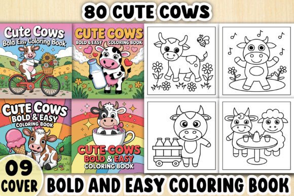 Bold, Easy Cute Cow Graphics for Coloring Pages