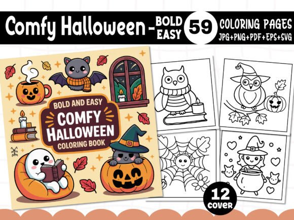 Bold Halloween Graphics for Editorial Coloring Pages