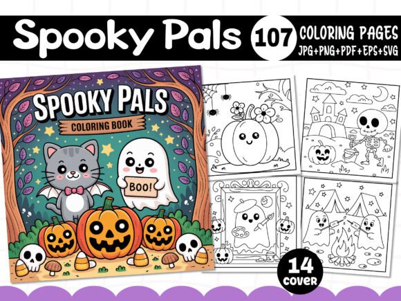 Bold Spooky Pals Graphics for Creative Coloring Pages