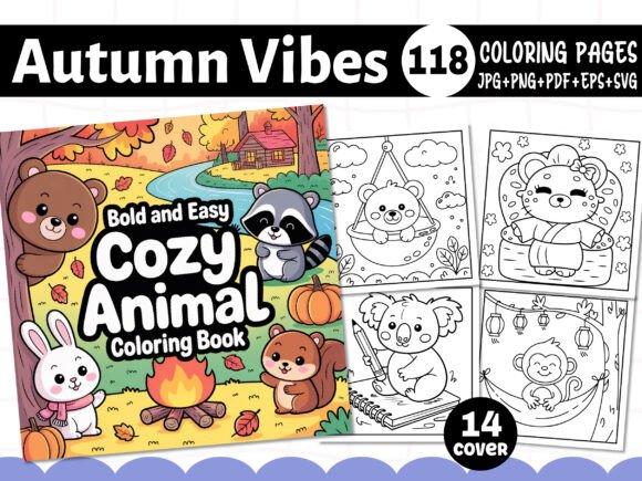 Crafting with Cozy Animal Bold and Easy Coloring Book Graphics
