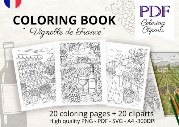 Crafting with Elegant French Vineyard Graphics & Coloring Pages