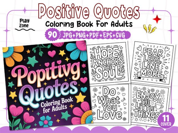 Evaluating the Positive Quotes Coloring Book Graphics for Digital Products