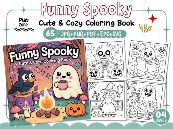 Spooky Cute Coloring Pages for Graphic Design Assets