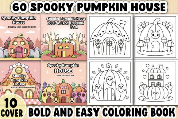 Spooky Pumpkin House Graphics for Your Blog and Coloring Pages