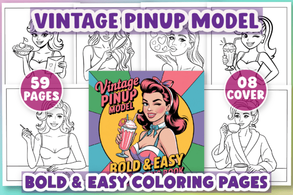 Vintage Pinup Model Graphics for Modern Coloring Pages