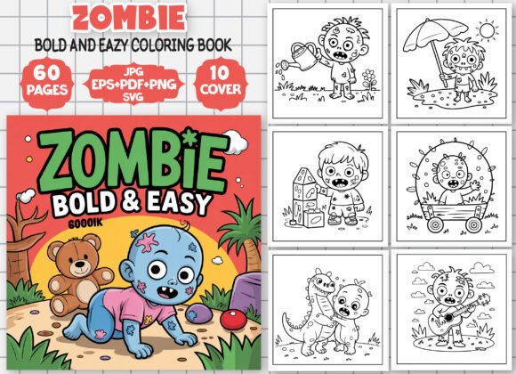 Zombie Bold Graphics for Adult Coloring Pages & Merch